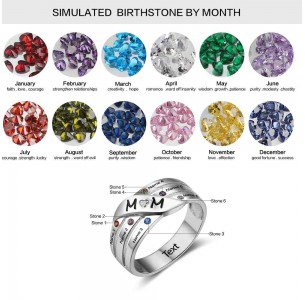 Birthstone Ring, Sterling Silver Personalized Engravable Ring JEWJORI102740